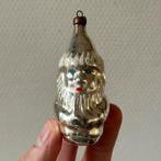 Vintage Glazen Kerstbal Kabouter, Dwerg, Zilver Blauwe Ogen, Ophalen of Verzenden, Gebruikt