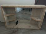 Make up spiegel van steigerhout met led verlichting, Ophalen, Gebruikt, 75 tot 100 cm, Minder dan 100 cm