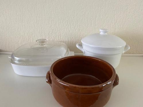 Pyrex oven schaal met deksel.en Unox schaal, Antiek en Kunst, Antiek | Schalen, Ophalen of Verzenden