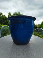 Blauwe bloempot, Tuin en Terras, Gebruikt, Rond, Tuin, Minder dan 40 cm