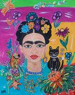 Schilderij Frida khalo kleurrijk acryl op canvas, Antiek en Kunst, Ophalen of Verzenden