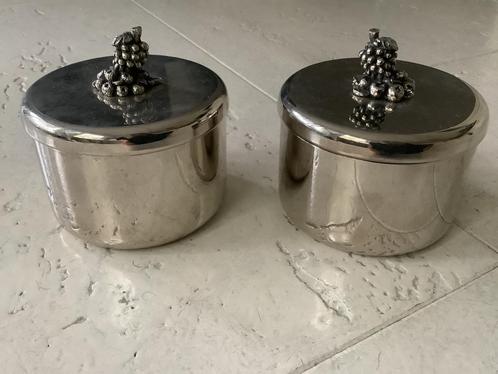 2 verzilverde potjes met deksel verzilverd potje zilver, Antiek en Kunst, Curiosa en Brocante, Ophalen of Verzenden