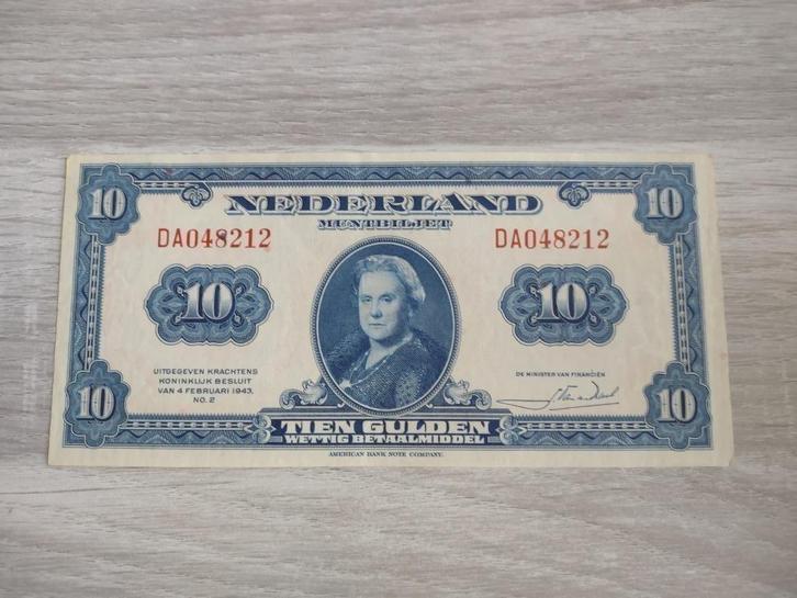 Prachtig biljet 10 gulden 1943, muntbiljet Wilhelmina, Postzegels en Munten, Bankbiljetten | Nederland, 10 gulden, Ophalen of Verzenden