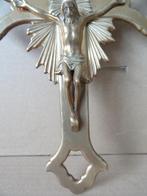 Art deco kruisbeeld antiek kruis messing kruisbeeld 22x30cm, Ophalen of Verzenden
