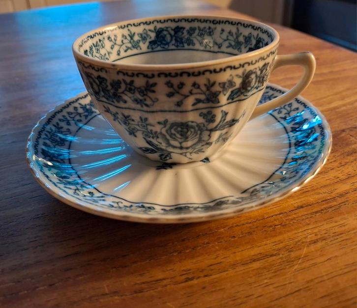 Blue Rose Theekopjes - Set van 3, Antiek en Kunst, Antiek | Servies compleet, Ophalen