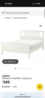 IKEA Hemnes Bedframe 140x200 - Wit Gebeitst, Huis en Inrichting, Slaapkamer | Bedden, Wit, Zo goed als nieuw, Twijfelaar, 200 cm