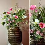Nieuw! Zijden boeket incl. Turtle vaas brons Zijden bloemen, Ophalen of Verzenden, Nieuw