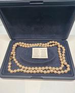 Vintage Akoya parelketting 100 parels 7mm, 14K gouden slot, Gebruikt, Wit, Ophalen of Verzenden, Met edelsteen