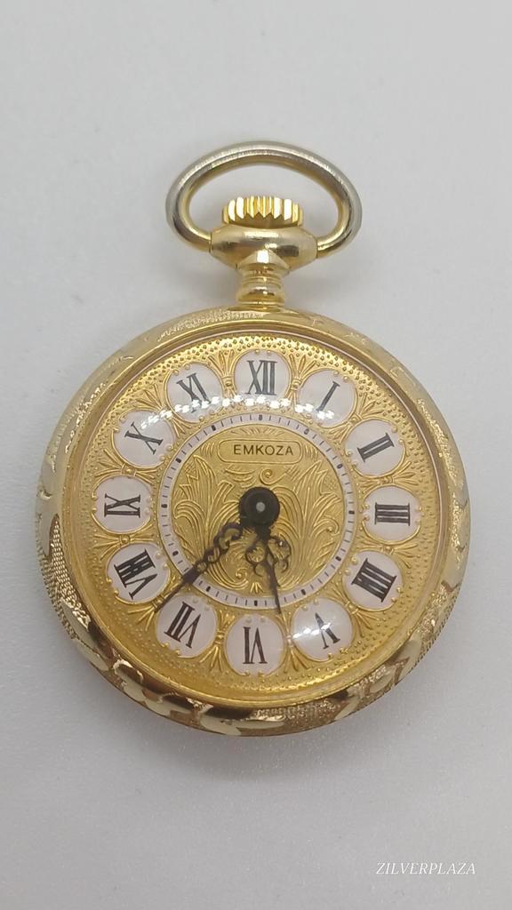 Verguld zakhorloge, Romeinse cijfers, werkend, Antiek en Kunst, Antiek | Klokken, Ophalen of Verzenden