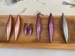 7 vintage mondgeblazen glazen kerst pegels paars grijs, Ophalen of Verzenden, Zo goed als nieuw