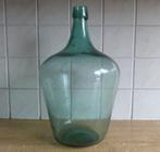 Grote glazen fles oud groen glas wijnfles gistfles, Huis en Inrichting, Woonaccessoires | Vazen, Minder dan 50 cm, Groen, Glas
