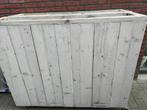 2 Steigerhouten bloembakken op wieltjes, Tuin en Terras, Bloembakken en Plantenbakken, Ophalen, Tuin, Gebruikt, 100 cm of meer