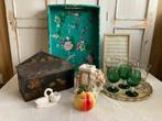 Brocante dienblad - poetsdoos - fotolijstje - dienblaadje, Antiek en Kunst, Curiosa en Brocante, Ophalen of Verzenden