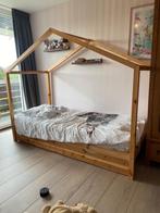 Eenpersoons huisjesbed met uitschuiflade, Ophalen, 85 tot 100 cm, Zo goed als nieuw, Lattenbodem