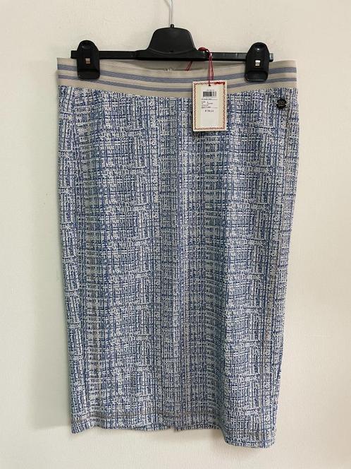 R11 - Nieuw blauw-beige Didi rok maat L (1), Kleding | Dames, Rokken, Nieuw, Maat 38/40 (M), Blauw, Onder de knie, Ophalen of Verzenden