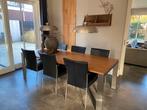 Massief teakhouten tafel met RVS onderstel 1.00 bij 2.40, Ophalen, Rechthoekig, 200 cm of meer, 50 tot 100 cm