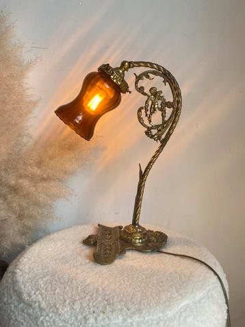 Antiek/vintage ART NOUVEAU tafellamp/bureaulamp koper/glas beschikbaar voor biedingen