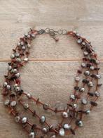 4-laags collier glaskralen, Verzenden, Zo goed als nieuw, Bruin, Overige materialen