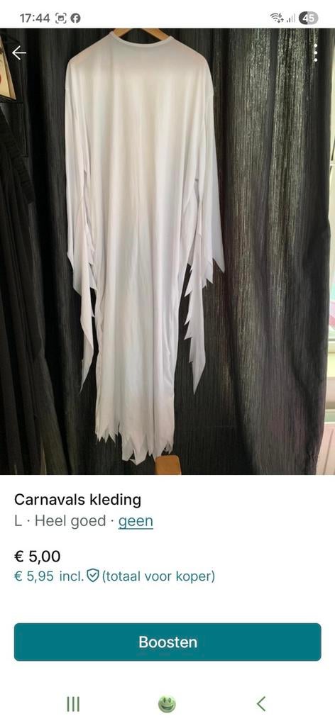 Carnaval Ghost Kostuum - Maat L, Ophalen, Gedragen, Carnaval, Kleding