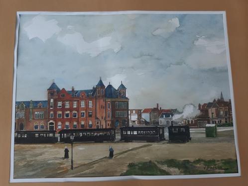 Aquarel, Van Wim Van Beekum, Scheveningen Duinstraat, Antiek en Kunst, Kunst | Schilderijen | Klassiek, Ophalen of Verzenden
