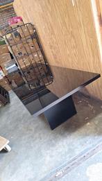 Tafel zwart hout glas WD-028, Ophalen, 50 tot 100 cm, Glas, Minder dan 50 cm