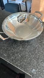 WMF RVS wokpan met glazen deksel z.g.a.n., Keramische plaat, Rvs, Zo goed als nieuw, Wok