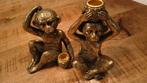Bronzen Apen Kandelaars, Bruin, Gebruikt, Brons of Koper, Ophalen of Verzenden