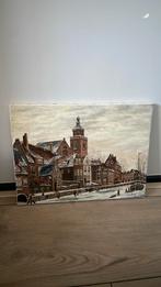 Schilderij oud hollandse stadszicht, Schilderij, Ophalen of Verzenden, Zo goed als nieuw