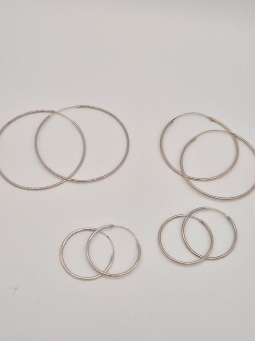 4 paar zilveren oorbellen / creolen 925, Sieraden, Tassen en Uiterlijk, Oorbellen, Gebruikt, Zilver, Zilver, Verzenden
