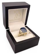 14 Karaat Gouden Zegelring Blauw Lagensteen Model Stomphoek, Sieraden, Tassen en Uiterlijk, Ringen, -, 19 tot 20, Ophalen of Verzenden