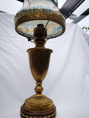 antiek olielamp Art Nouveau Drip Glas Kap en Ideal Brenner beschikbaar voor biedingen