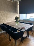 Richmond eettafel herringbone zwart met visgraatmotief, Huis en Inrichting, 200 cm of meer, Zo goed als nieuw, Rechthoekig, 50 tot 100 cm