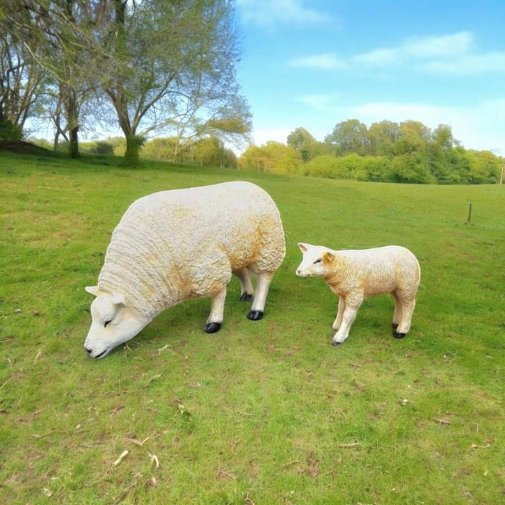 Beeld Texels schaap met lammetje schapen beelden Texel, Tuin en Terras, Tuinbeelden, Nieuw, Dierenbeeld, Kunststof, Ophalen