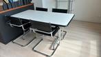 Eettafel met buisframestoelen, Huis en Inrichting, Tafels | Eettafels, 50 tot 100 cm, Zo goed als nieuw, 150 tot 200 cm, Vier personen