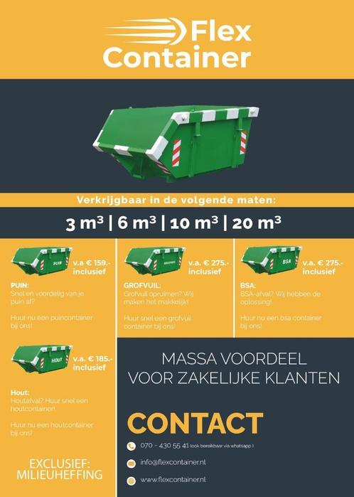Afval container huren? - puin - grofvuil - bouwafval/tuin, Postzegels en Munten, Bankbiljetten | Nederland, Ophalen of Verzenden