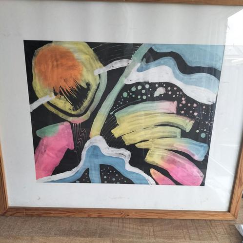 Gesigneerd Uniek schilderij op zijde - Els - 1998, Antiek en Kunst, Kunst | Schilderijen | Abstract, Ophalen