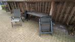 Tuintafel (161 x 90) met 4 verstelbare stoelen, Tuin en Terras, Tuinsets en Loungesets, Ophalen, 4 zitplaatsen, Gebruikt, Aluminium