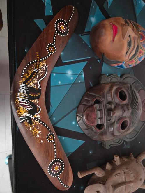 Handgemaakte Boemerang & Indonesische Maskers, Antiek en Kunst, Kunst | Niet-Westerse kunst, Ophalen