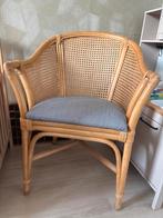 Rotan Stoel met Kussen pied de poule, Ophalen, Gebruikt, Bruin, Riet of Rotan
