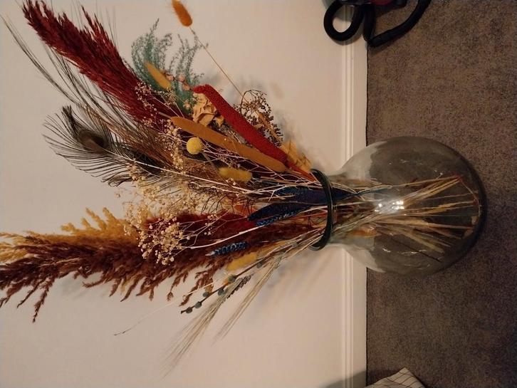 Droogbloemen met vaas, Huis en Inrichting, Woonaccessoires | Droogbloemen, Zo goed als nieuw, Ophalen