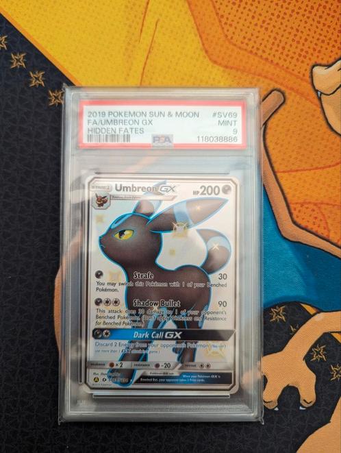 Umbreon GX Shiny #SV69 Pokemon Hidden Fates PSA 9, Hobby en Vrije tijd, Verzamelkaartspellen | Pokémon, Zo goed als nieuw, Losse kaart