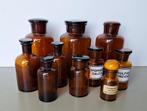 10st oranje bruine glazen potten apothekerspotten 13,5-24cm, Antiek en Kunst, Curiosa en Brocante, Ophalen of Verzenden