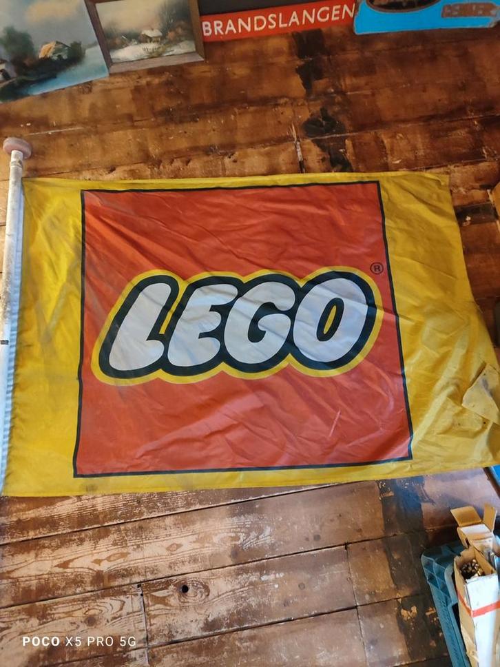 Toffe oude lego vlag vintage, Verzamelen, Merken en Reclamevoorwerpen, Gebruikt, Reclamebord, Ophalen of Verzenden