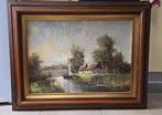 Oud schilderij met bladgoud. Schilder F. De Jong, Antiek en Kunst, Kunst | Schilderijen | Klassiek, Ophalen of Verzenden