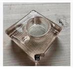 Korting Antieke inktpot houder, glas, 8 x 8 x 3 cm, Antiek en Kunst, Curiosa en Brocante, Ophalen of Verzenden