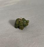 Olifant hanger goud 14k jade steen, Verzenden, Zo goed als nieuw, Goud, Overige merken