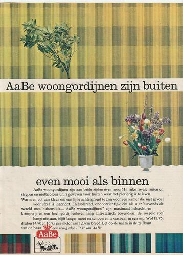 Retro reclame 1966 AaBe wollen ruiten gordijnen groen beschikbaar voor biedingen