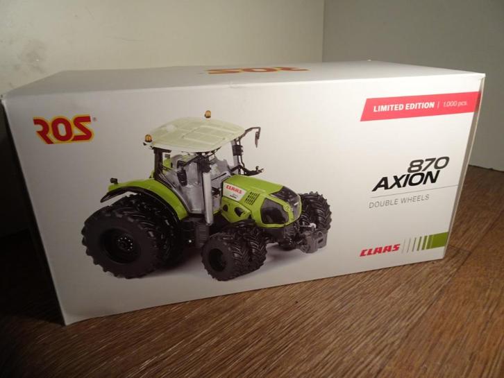 Te koop ROS Claas Axion 870 Double Wheels Gelimiteerd., Hobby en Vrije tijd, Modelauto's | 1:32, Nieuw, Tractor of Landbouw, Overige merken