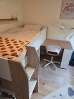 Halfhoogslaper Moscon 90x200 met Bureau - Wit/Eik, Kinderen en Baby's, Kinderkamer | Stapelbedden en Hoogslapers, Ophalen, Halfhoogslaper