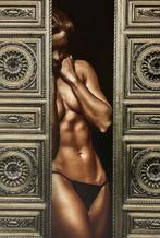 Sexy Goudbruine vrouw in deuropening H 1,2 x B 1,0, Ophalen of Verzenden, Zo goed als nieuw